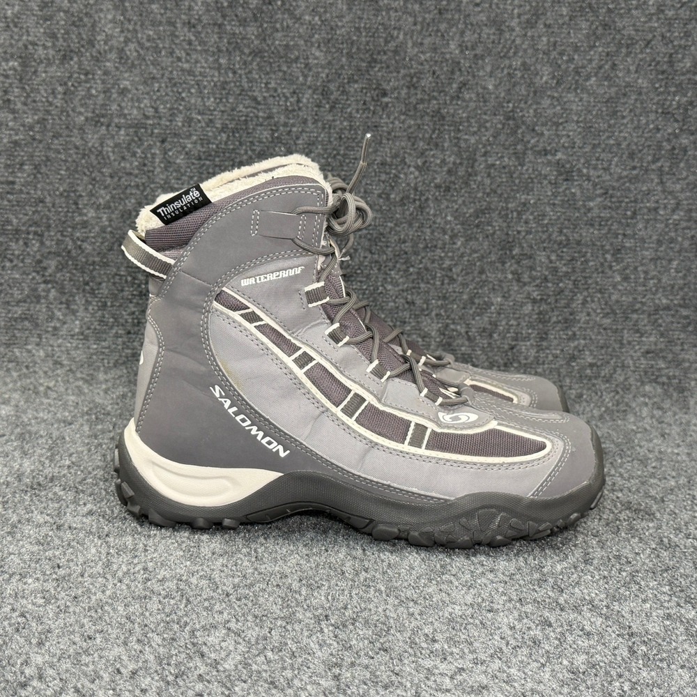 Salomon Winter Hiking Boots Men's 8.5 Grey Waterproof Thinsulate Insulated Snow